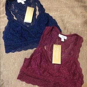 NWT! 2 Francesca’s Small Lace Bralettes